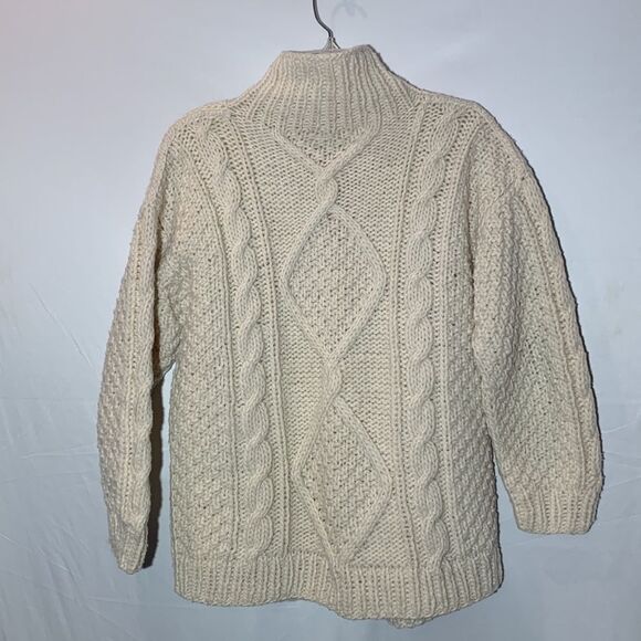 GLADYS fisherman chunky knit wool sweater cardigan pockets women’s - Picture 2 of 8
